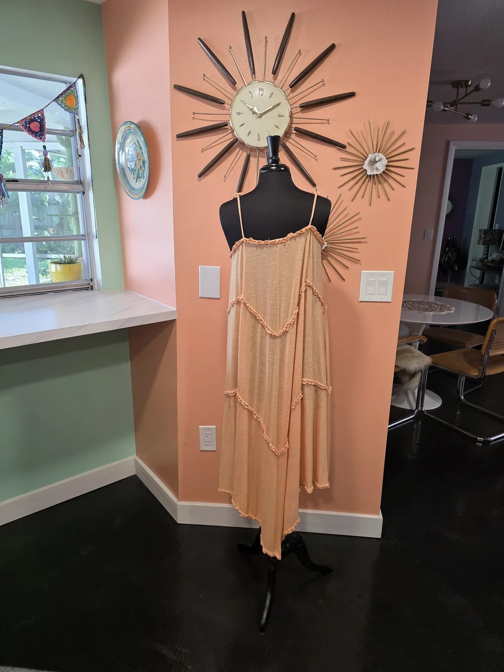 Free People FP Beach Avalon Ruffle Peach Maxi Dress